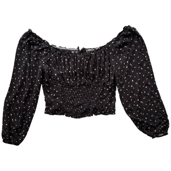 Wild Fable smocked off-shoulder floral crop top XL - Picture 2 of 4